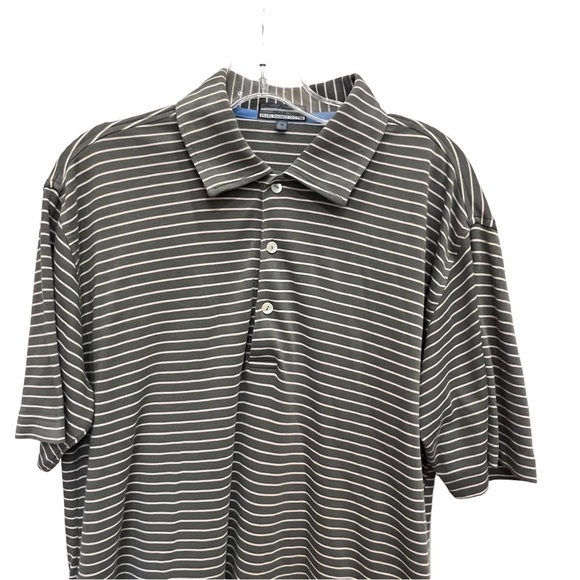 ALAN FLUSSER Pearl Washed Cotton Gray & White Striped Gold Shirt, Size Medium - Picture 1 of 11